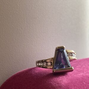 💛 14k Gold Unique Tanzanite & Diamond Ring